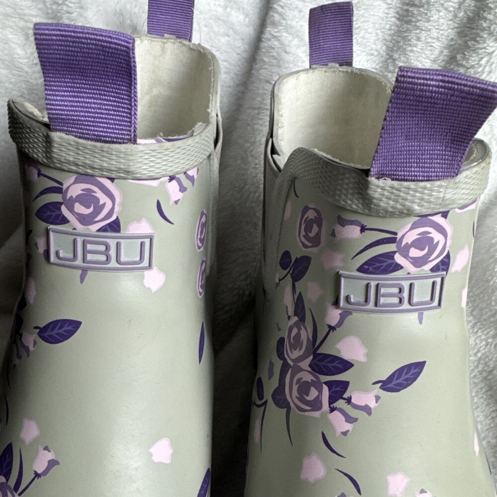 JBU by Jambu Women's Chelsea Rubber Rain Boot Gray Floral Print Size 11 M NEW - Picture 3 of 8